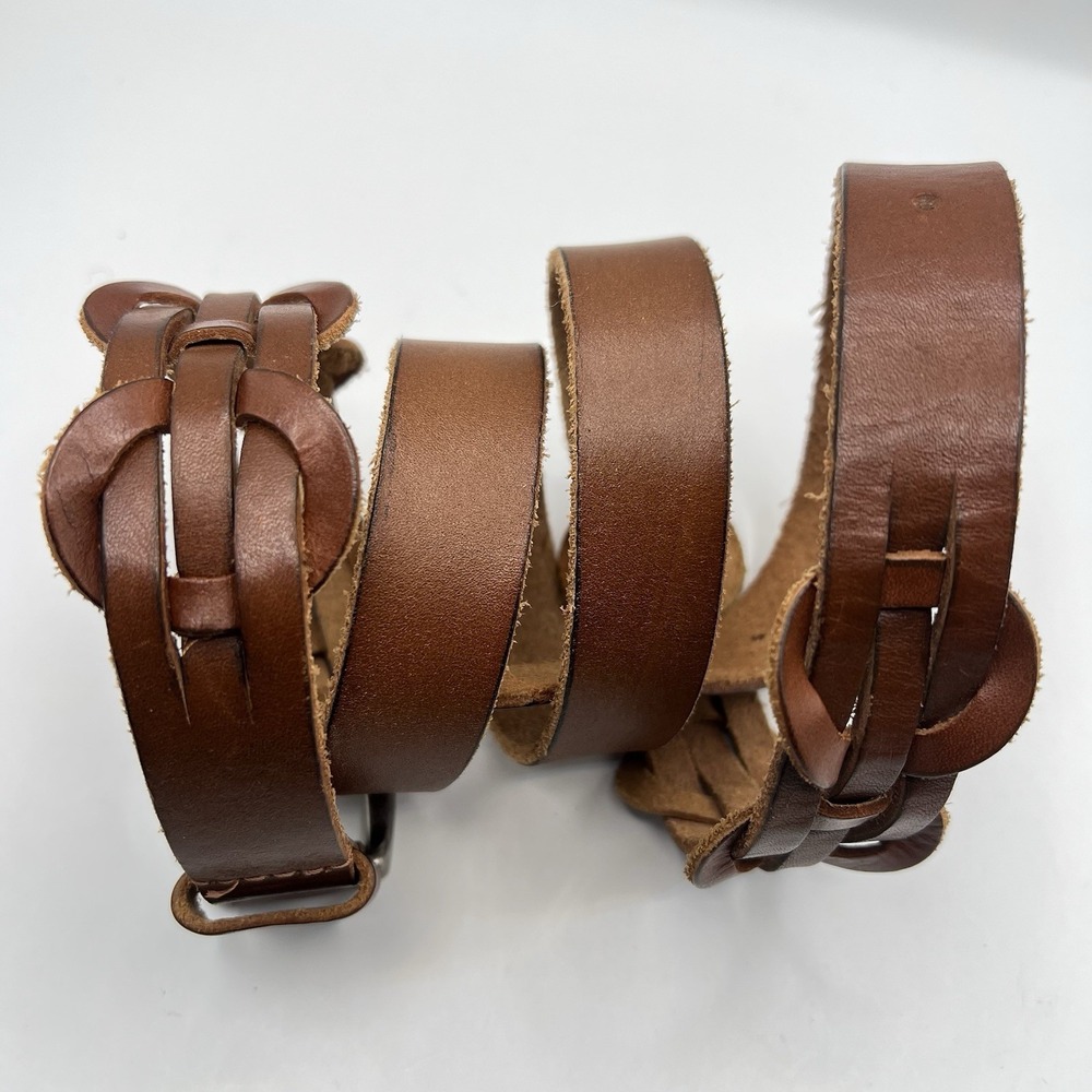American Eagle Interlaced Woven Leather Belt Sz 40 Brown Western Boho Artisan‎